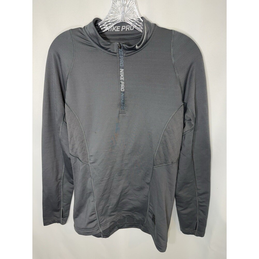 Nike Pro Sweater Mens  S Gray 1/4 Zip Hyper Warm Coach Top Performance Fitted